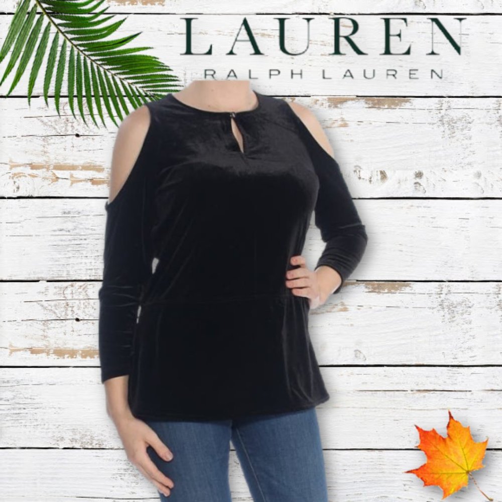 ⤵️LAUREN RALPH LAUREN Cold Shoulder black Velvet
